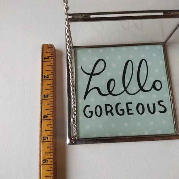 Clear Beveled Glass Jewelry Trinket Box Hinged Lid W/ Chain Hello Gorgeous - Picture 10 of 11